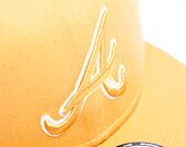 Kšiltovka New Era 9FIFTY MLB Side Patch Script Atlanta Braves Bronze / Dark Brown