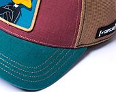 Kšiltovka Capslab Looney Tunes Trucker - Suspicious Daffy Duck - Burgundy / Brown / Green