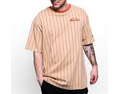 New Era Pinstripe Oversized Tee Oat Milk / Redwood T-Shirt