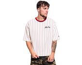 Triko New Era Pinstripe Oversized Tee Off White / Cardinal