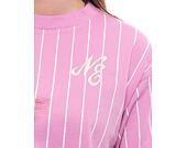 Dámské Triko New Era Pinstripe Crop Tee - Fondant Pink / Off White