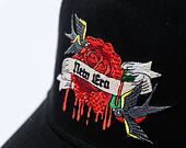 Dámská kšiltovka New Era - 9FORTY Trucker - Birds & Roses Tattoo - Black