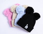 Dámský kulich New Era - Medium Knit Double Pom Beanie - LA Dodgers - Pastel Pink / White