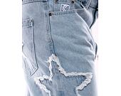 Džíny Karl Kani OG Baggy Five Pocket Paintsplatter Denim Bleached blue/white