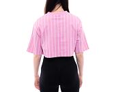 Dámské Triko New Era Pinstripe Crop Tee - Fondant Pink / Off White