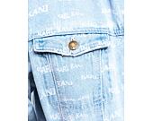 Bunda Karl Kani OG Denim Wavy Print Trucker Jacket bleached blue