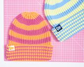 Kulich New Era - Medium Knit Stripe Beanie - Pastel Blue / Neon Yellow