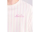 Triko New Era Pinstripe Oversized Tee Branded Off White / Wild Rose Pink