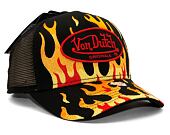 Kšiltovka Von Dutch Flame Trucker Managua - Cotton Twill - Black/Red