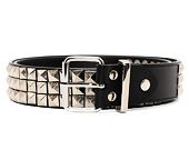 Kožený Pásek Wasted Paris BELT IRON REAL LEATHER - BLACK/SILVER