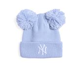 Dámský kulich New Era - Medium Knit Double Pom Beanie - NY Yankees - Pastel Blue / White