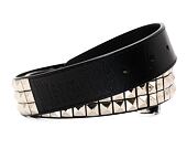 Kožený Pásek Wasted Paris BELT IRON REAL LEATHER - BLACK/SILVER