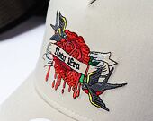 Dámská kšiltovka New Era - 9FORTY Trucker - Birds & Roses Tattoo - Stone