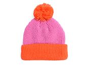 Dámský kulich New Era - Medium Knit Block Pom Beanie - Pastel Pink / Orange